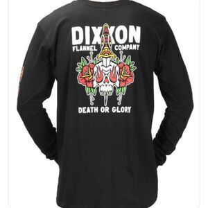 Dixxon mens graphic long sleeve ‘death or glory’ tee skull roses flash art
